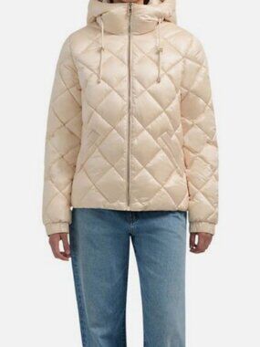 Pajar Women's Beige Diamond Skylyn Quilted Parka Puffer Jacket Coat Size S